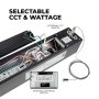                                                         Use the external CCT switch and the internal wattage switch to select the desired settings
                        
                        