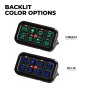 The switch panel is available with a green or blue backlighting