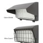 Both optional accessories add provided performance features. Glare shield reduces uplight and directs more light downward, while wire guard provides added protection for the glass lens.
