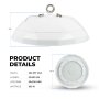Detail view of the NSF-certified 150W UFO high bay washdown light fixture