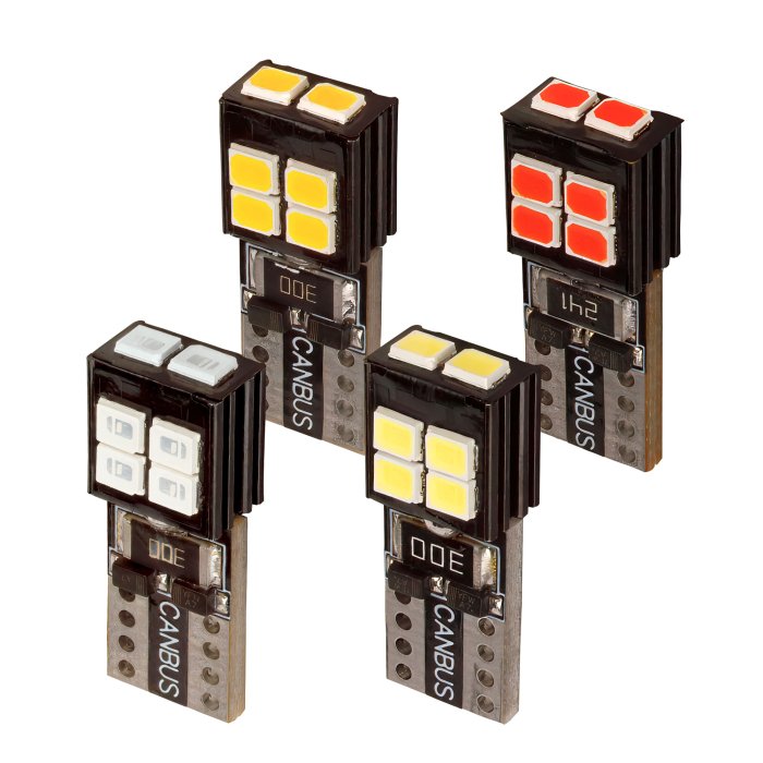 194 / 168 / T10 CANbus LED Bulb - 10 SMD LEDs - Mini Wedge - Cool White / Amber / Blue / Red main product photo