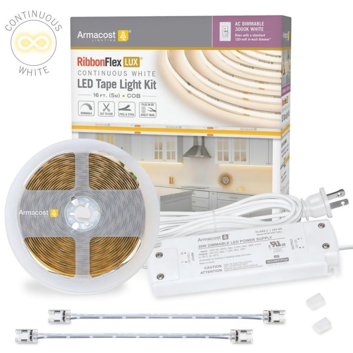 Armacost Lighting RibbonFlex LUX COB LED Strip Light Kit - 5m - 3000K Armacost Lighting RibbonFlex LUX COB LED Strip Light Kit - 5m - 3000K