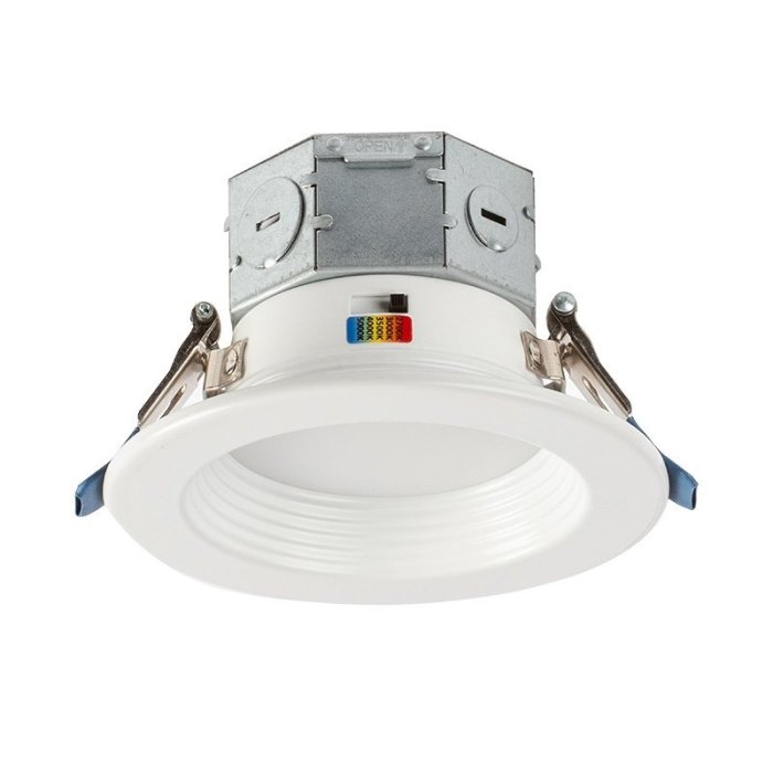 4 LED Recessed Downlight with Built In Junction Box Selectable CCT Dimmable Baffle Trim Up To 800 Lumens