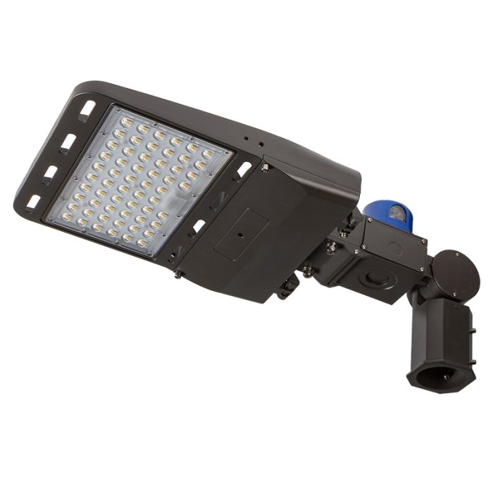 150W LED Parking Lot/Shoebox Area Light w/ Photocell - 21,000 Lumens - 400W Metal Halide Equivalent - 5000K - Knuckle Slipfitter Mount 150W LED Parking Lot/Shoebox Area Light w/ Photocell - 21,000 Lumens - 400W Metal Halide Equivalent - 5000K - Knuckle Slipfitter Mount