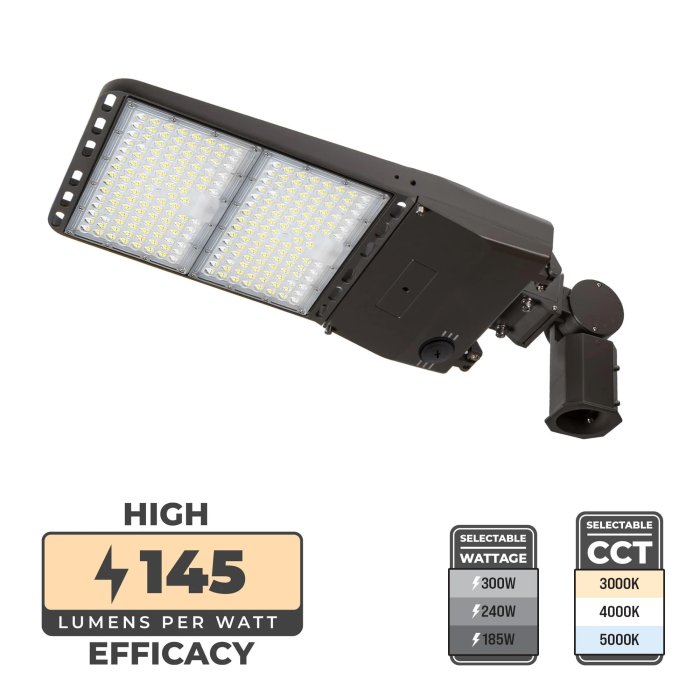 Parking Lot LED Area Light - Selectable CCT and Wattage 185W / 240W / 300W - Up to 1,000W MH Equivalent - Up to 43,500 Lumens - Optional Photocell main product photo