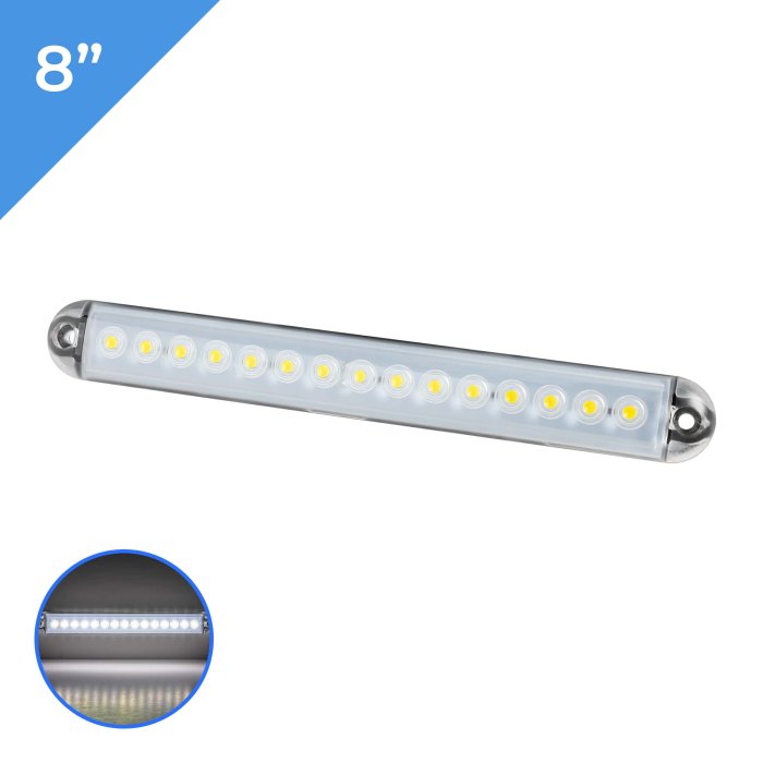 8" LED Accent Light - 12V Courtesy Light - Waterproof - Cool White / Blue - Single / 4-Pack main product photo