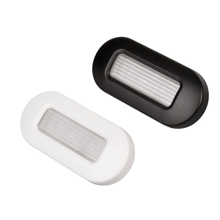 Oval LED Courtesy Light - 12 VDC - Waterproof - Black / White Cover - Warm White / Cool White / Blue main product photo