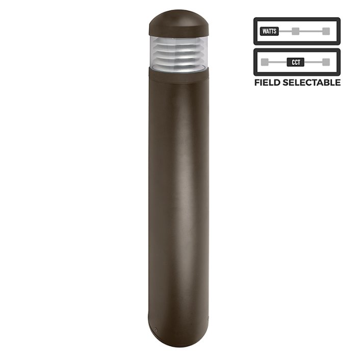 Round Top LED Bollard with Louvers - Selectable Wattage and CCT - Bronze Finish - 12W / 16W / 22W - 3000K / 4000K / 5000K Round Top LED Bollard with Louvers - Selectable Wattage and CCT - Bronze Finish - 12W / 16W / 22W - 3000K / 4000K / 5000K