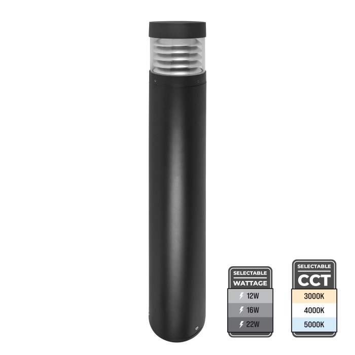 Flat Top LED Bollard with Louvers - Selectable Wattage and CCT - Black Finish - 12W / 16W / 22W - 3000K / 4000K / 5000K Flat Top LED Bollard with Louvers - Selectable Wattage and CCT - Black Finish - 12W / 16W / 22W - 3000K / 4000K / 5000K
