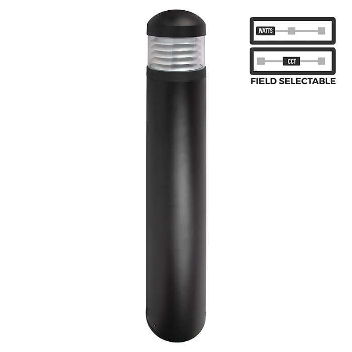 Round Top LED Bollard with Louvers - Selectable Wattage and CCT - Black Finish - 12W / 16W / 22W - 3000K / 4000K / 5000K Round Top LED Bollard with Louvers - Selectable Wattage and CCT - Black Finish - 12W / 16W / 22W - 3000K / 4000K / 5000K