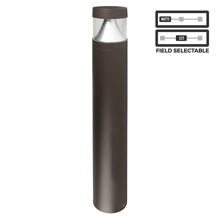 Round LED Bollard with Selectable Wattage and CCT - Bronze Finish - Cone Reflector - 12W / 16W / 22W - 3000K / 4000K / 5000K Round LED Bollard with Selectable Wattage and CCT - Bronze Finish - Cone Reflector - 12W / 16W / 22W - 3000K / 4000K / 5000K