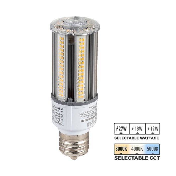 LED Corn Bulb - Selectable Wattage and CCT - EX39 Mogul Screw Base - Up To 3,375 Lumens - 12W / 18W / 27W - 3000K / 4000K / 5000K - 100W MH Equivalent LED Corn Bulb - Selectable Wattage and CCT - EX39 Mogul Screw Base - Up To 3,375 Lumens - 12W / 18W / 27W - 3000K / 4000K / 5000K - 100W MH Equivalent