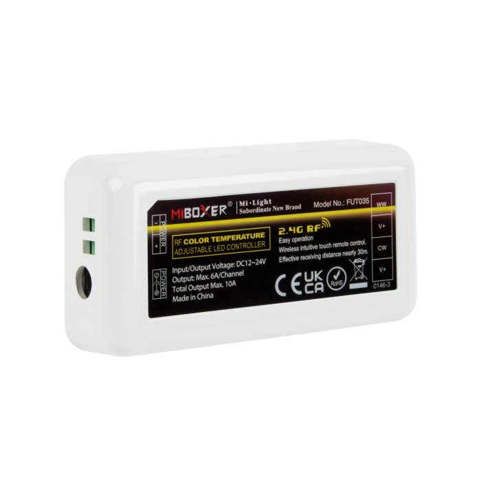 MiBoxer LED Controller - Tunable White Light Strip Controller - 6 Amps / Channel - 12-24 VDC - Optional Remote - Optional WiFi Hub main product photo