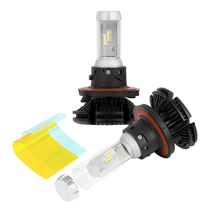 LED Headlight Kit - H13 LED Fanless Headlight Conversion Kit with Adjustable Color Temperature and Compact Heat Sink LED Headlight Kit - H13 LED Fanless Headlight Conversion Kit with Adjustable Color Temperature and Compact Heat Sink