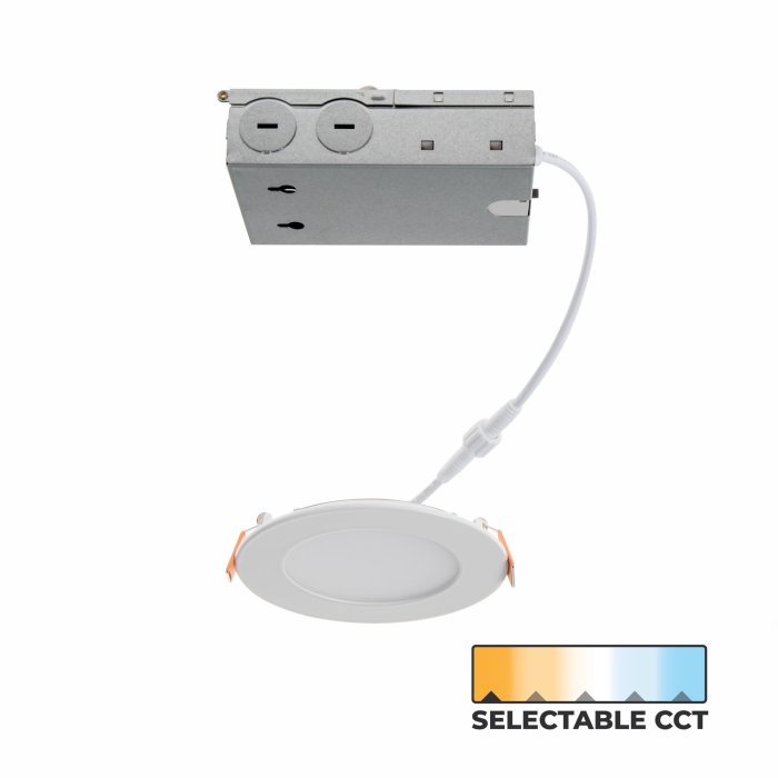 4" 9W Ultra-Thin LED Recessed Downlight - Selectable CCT - Canless - Up to 648 Lumens 4" 9W Ultra-Thin LED Recessed Downlight - Selectable CCT - Canless - Up to 648 Lumens