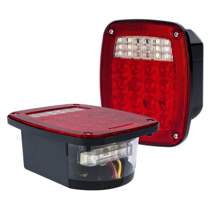 LED Combo Box Light Kit - Multi-Function Truck and Trailer Light with License Plate Light - Universal Mount LED Brake/Turn/Tail Lights - Stud Mount LED Combo Box Light Kit - Multi-Function Truck and Trailer Light with License Plate Light - Universal Mount LED Brake/Turn/Tail Lights - Stud Mount