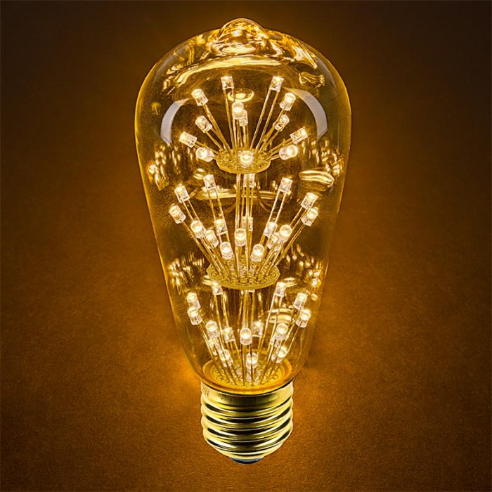 ST18 LED Fireworks Bulb - 40W Equivalent - Dimmable - 120 Lumens - Ultra Warm White - Single / 6-Pack main product photo