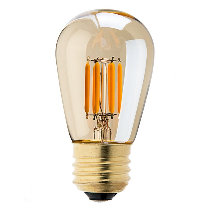 LED Vintage Light Bulb - S14 LED Sign Bulb with Amber Tint - 11W Equivalent Filament LED - Dimmable - 223 Lumens main product photo