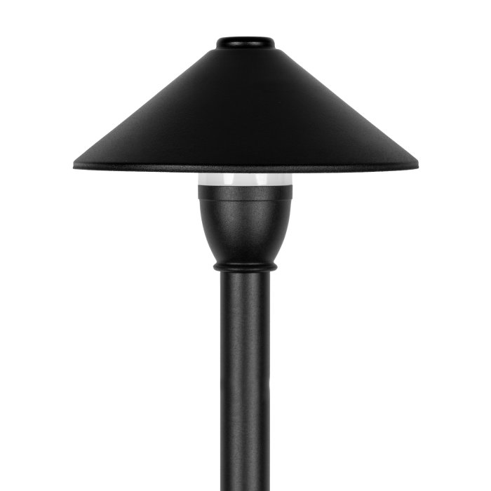 12V Landscape LED Path Light - 6" Flat-Top Cone Shade - Selectable CCT - 15" Stem - Black Aluminum - 2700K / 3000K / 3500K / 4000K / 5000K - Single / 6-Pack main product photo