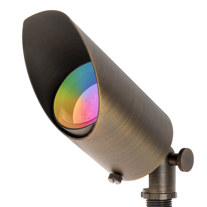 Solid Brass LED-Ready Landscape Spot Light with Adjustable Glare Guard - Drop-In Fixture with MR16 Bulb - RGB + Tunable White - Smartphone Compatible - Optional RF Remote main product photo