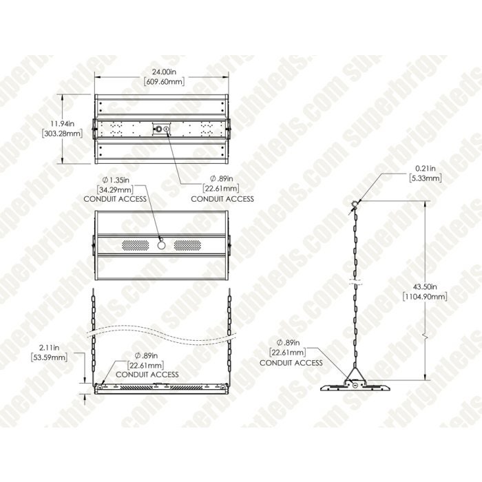 2-Foot LED Linear High Bay Light - 165W - 23,100 Lumens - 400W MH Equivalent - 5000K