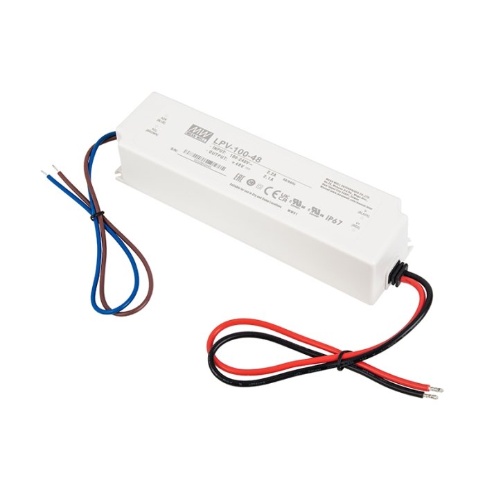 Mean Well 48 VDC LED Switching Power Supply - LPV Series Single Output Power Supply - Optional Power Cord - 60W / 100W main product photo