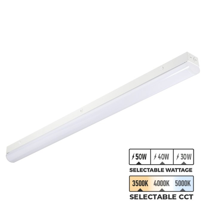 4' LED Strip Light Fixture / Shop Light - Selectable CCT and Wattage - Up To 6250 Lumens - 3500K / 4000K / 5000K - 30W / 40W / 50W 4' LED Strip Light Fixture / Shop Light - Selectable CCT and Wattage - Up To 6250 Lumens - 3500K / 4000K / 5000K - 30W / 40W / 50W