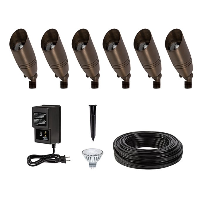 6-piece LED Spot Light Landscape Lighting Kit - MR16 Bulbs - 60W Low Voltage Transformer - 2700K / 3000K / 4000K / 6500K main product photo