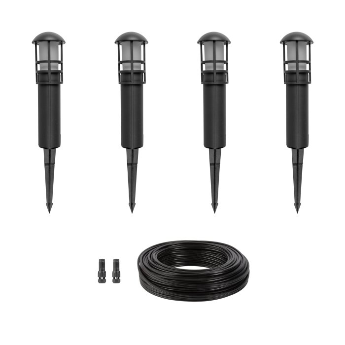 4-Piece 10" Mini Bollard LED Path Light Landscape Lighting Expansion Kit - Black Finish - 3000K / 4000K main product photo