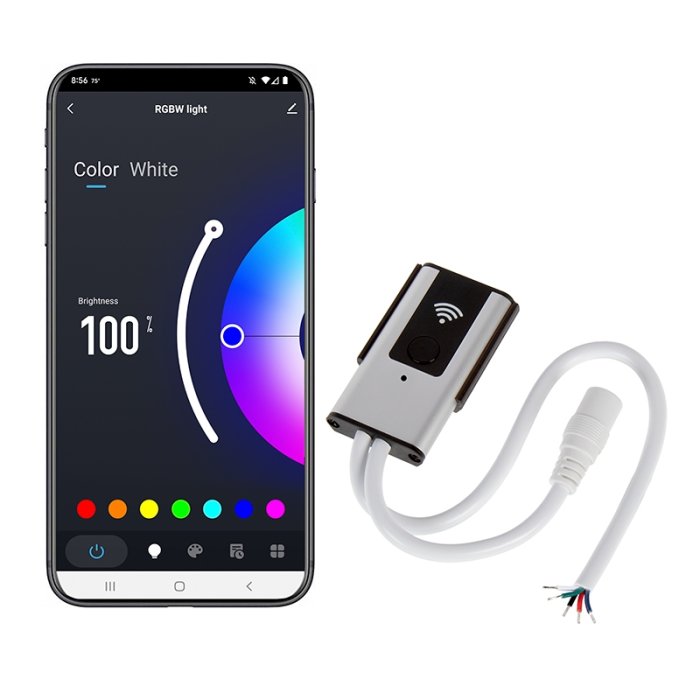 LED Wi-Fi RGBW Controller - Alexa / Google Assistant / Bluetooth / Smartphone Compatible - 12-24 VDC LED Wi-Fi RGBW Controller - Alexa / Google Assistant / Bluetooth / Smartphone Compatible - 12-24 VDC