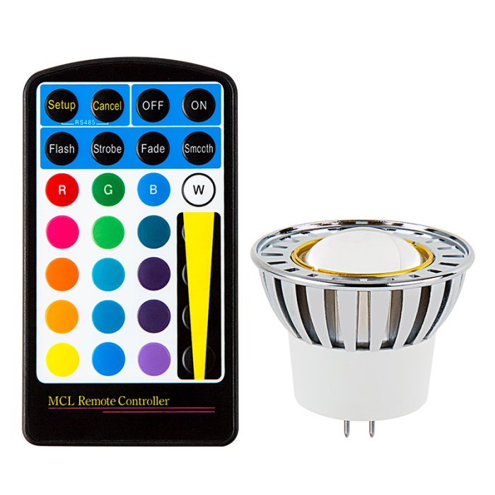 Color-Changing MR16 LED Bulb w/ Remote - 10 Watt Equivalent - RGB LED Spotlight Bulb Color-Changing MR16 LED Bulb w/ Remote - 10 Watt Equivalent - RGB LED Spotlight Bulb