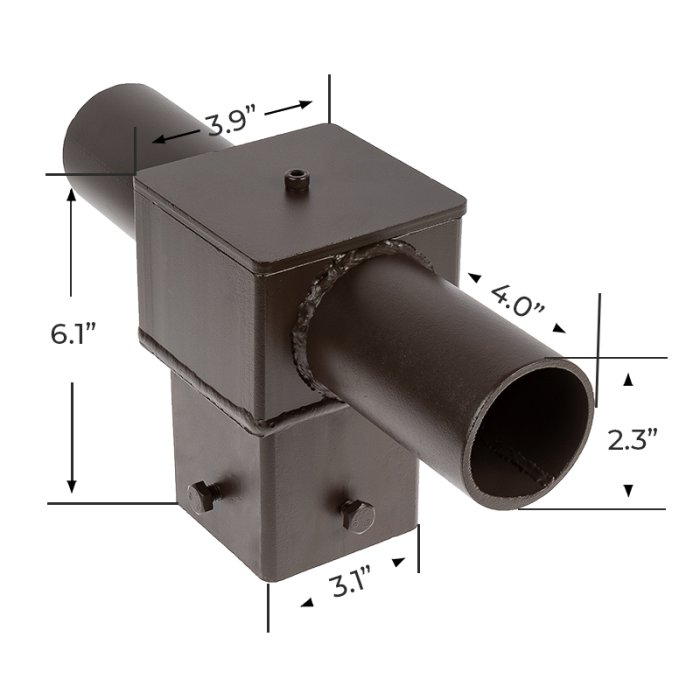 Tenon Adapter for 4” Square Poles - (2) Horizontal 180° Tenons Tenon Adapter for 4” Square Poles - (2) Horizontal 180° Tenons