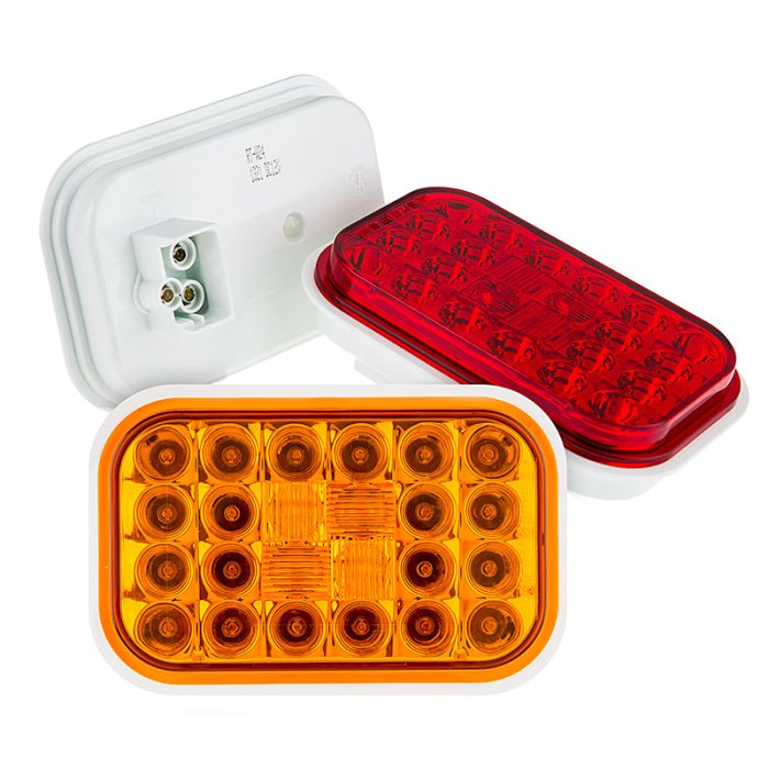 Rectangle LED Truck and Trailer Lights - 5" Stop / Turn / Tail Lights - 3-Pin Connector - Flush Mount - 24 LEDs main product photo