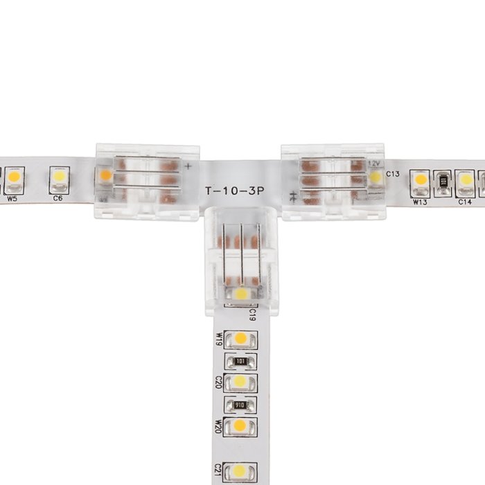 Solderless Clamp-On T Connector for 10mm Tunable White LED Strip Lights Solderless Clamp-On T Connector for 10mm Tunable White LED Strip Lights