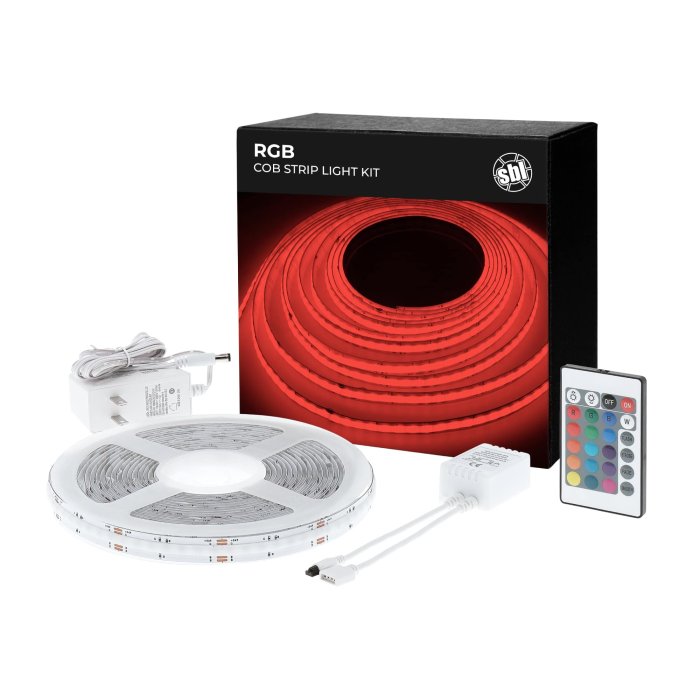 5m RGB COB LED Strip Light Kit - Color-Changing LED Tape Light - Wireless Remote - 24V 5m RGB COB LED Strip Light Kit - Color-Changing LED Tape Light - Wireless Remote - 24V