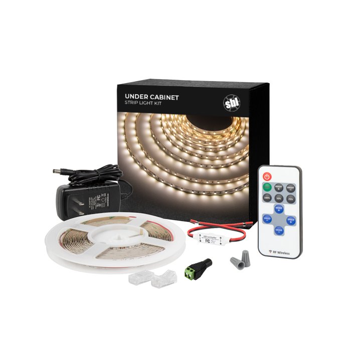 White LED Strip Lighting Kit - 5m Under Cabinet LED Tape Light - Wireless RF Controller - 150 lm/ft main product photo