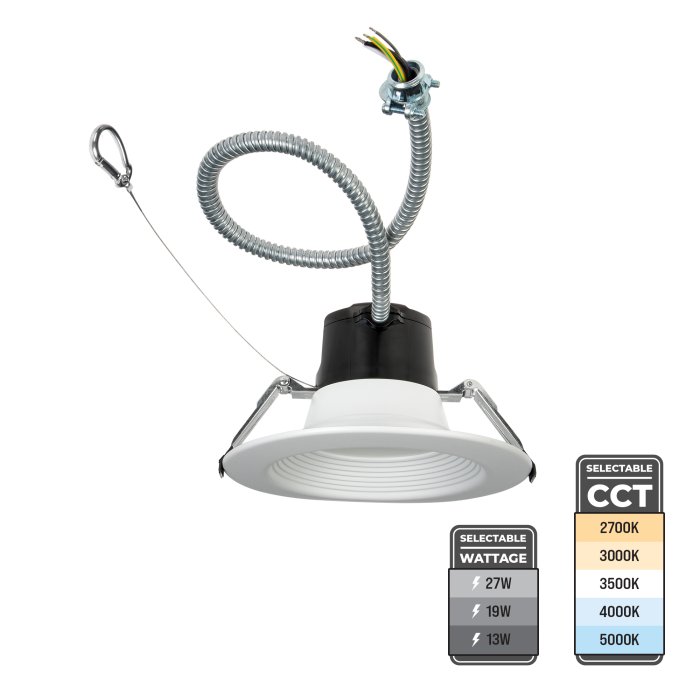 6 LED Commercial Recessed Downlight Selectable CCT Selectable Wattage Dimmable Up to 2 970 Lumens
