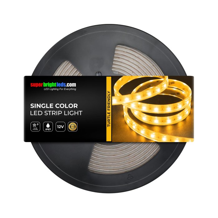5m Turtle-Friendly Weatherproof Outdoor LED Strip Light - Amber - IP67 - 12V / 24V main product photo