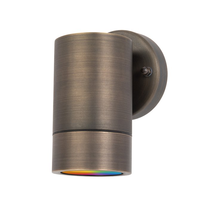 4" Brass Up or Down Sconce - 12V LED Ready Landscape Fixture - Optional RGB+CCT MR16 Smart Bulb - Optional RF Remote main product photo