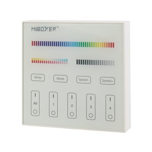 MiBoxer Wireless LED Wall Remote - RGB+CCT 4-Zone Touch Panel - Battery Operated