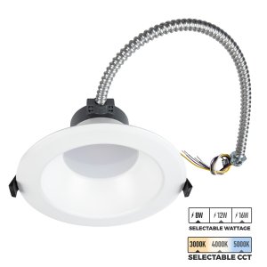 6&amp;quot; LED Commercial Recessed Downlight - Selectable CCT - Selectable Wattage - 75-100W Equivalent - Dimmable - 800-1600 Lumens