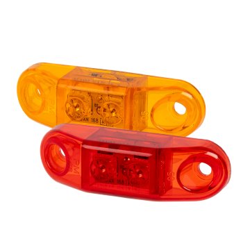 LED Mini Clearance or Side Marker Light - 2 LEDs - Oblong - Amber / Red