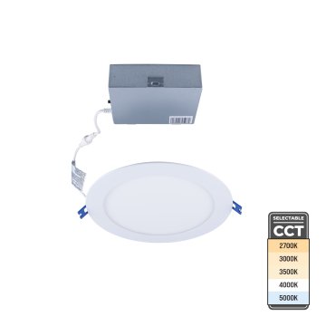 Lightolier 8" 18W Ultra-Thin LED Canless Downlight - Selectable CCT - TRIAC Dimmable - 120W Incandescent Equivalent - 1,300 Lumens - White Finish - 2700K / 3000K / 3500K / 4000K / 5000K