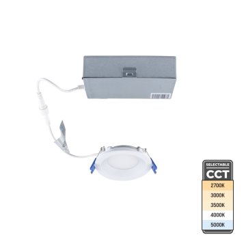 Lightolier 3" LED Recessed Canless Downlight - Selectable CCT - TRIAC Dimmable - 40W Incandescent Equivalent - 400 Lumens - White Finish - 2700K / 3000K / 3500K / 4000K / 5000K