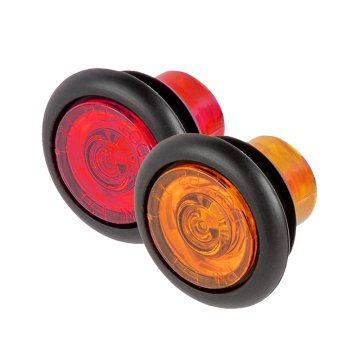 Mini LED Clearance or Side Marker Light w/ Grommet - Dual Function - 3/4" Round - Amber / Red