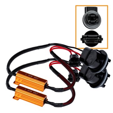 Load Resistor Kit - 3156 LED Bulb Connection Kit - 2-Pack shown with inset close-up of connectors                            
                        