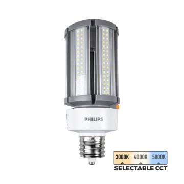 Philips 36W LED Corn Bulb - Selectable CCT - EX39 Mogul Base - Type-B Ballast Bypass - 150W MH Equivalent - Up To 5,000 Lumens