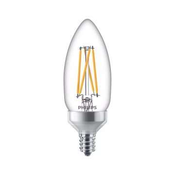 Philips 5.5W B11 LED Filament Bulb - E12 Candelabra Base - Dim-To-Warm - 2200K-2700K