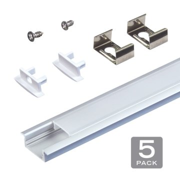 Armacost Aluminum Channel Kit for LED Strips Up To 12mm - Recess Mount - Silver Anodized - 1m - 5-Pack