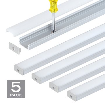 Armacost Aluminum Channel Kit for LED Strips Up To 12mm - Easy Surface Mount - Silver Anodized - 1m - 5-Pack